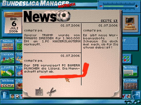 [Nostalgischer Screenshot vom Bundesligamanager Hattrick]